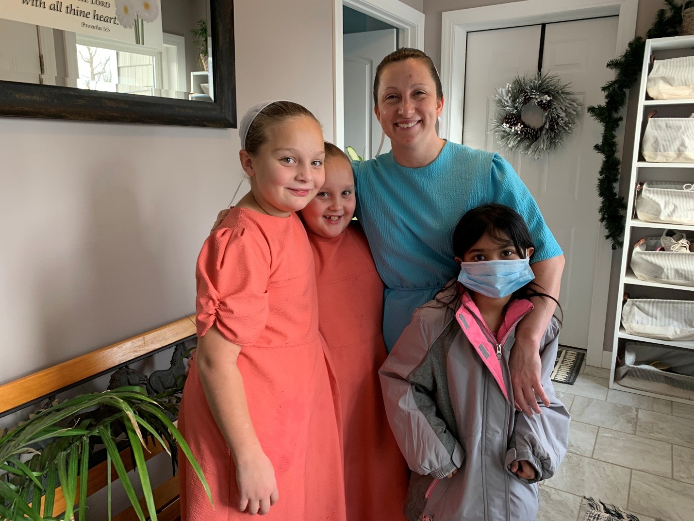 Edith with her daughters and mine, December 2020.